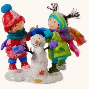 Hallmark Christmas Ornament 2008 First Snowman of the Year Boy and Girl NWOB